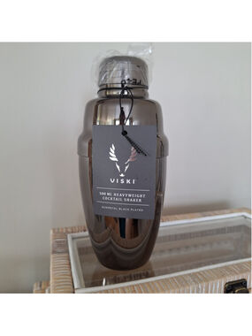 Viski Metal Cocktail Shaker Heavyweight Gunmetal Black Plated Bar Tool Cobbler